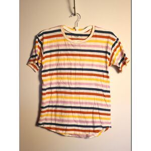 Madewell XS Striped Tee High Low Hem Soft Cotton Rainbow Tee